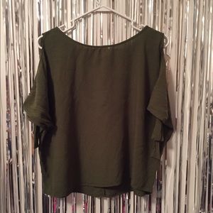 Olive cold-shoulder top